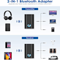 Miniatyrbild 3 av 7: Bluetooth adapter audio 5.0 Bluetooth mottagare sändare 2 i 1 mini trådlös sändare / mottagare med 3,5 mm ljudkabel jack 300MAH, Bluetooth