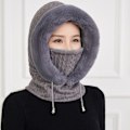 Miniatyrbillede 2 af 6: Varmt 3-i-1 Beanie Halsvarmer med Ansigtsmaske, Snørevarm Hættehue til Kold Vinter