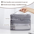 Miniatyrbillede 3 af 6: Dobbeltlags Makeuptaske, Stor Mesh Rejsende Kosmetikpung med Dobbelt Lynlås, Vertikal Makeuptaske, Multifunktionel Toilettaske