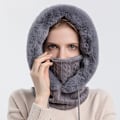 Miniatyrbillede 5 af 6: Varmt 3-i-1 Beanie Halsvarmer med Ansigtsmaske, Snørevarm Hættehue til Kold Vinter