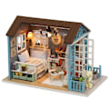 Miniatyrbild 1 av 5: DIY Miniatyrdockhus Kit DIY Monterat Trähusmodell Mini Dockhus Hantverk med Möbler och LED-lampor Barnens Dag Födelsedagspresent