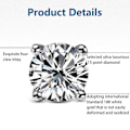 Miniatyrbillede 3 af 7: Hvide Sølvbelagte Cubic Zirconia Simulerede Diamant Glimtende Runde Stud Øreringe 925 Sterling Sølv