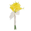 Miniatyrbillede 2 af 2: Høj Simulation Calla Lily Brudebuket Bryllup Kunstige Blomster Fest Hjem Dekoration (Gul)