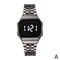 Miniatyrbild 6 av 11: Pekskärm Klocka Skärmspegling Glas Vattentät Digital Klocka Mode Rostfritt Armbandsur A0M1 Silver One size