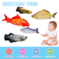 Miniatyrbild 3 av 11: Elektrisk fiskleksak för barn som kan sjunga och hoppa, simulerad plysch elektrisk fiskleksak för J8T3 C one-size