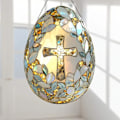 Miniatyrbild 9 av 11: Påsk Kors Ägg Solfångare, Kristet Påsk Kors Fönsterhängande Solfångare, Kristet Påsk Målat Glas Ornament, Påsk Fönsterhängande