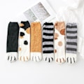 Miniatyrbild 6 av 11: 6 par Cat Paw Socks-Corals Fleece strumpor/Super Soft Plysch Slippe Dark gray strips One-size 6pcs