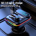 Miniatyrbild 7 av 11: QC 3.0 Dubbel USB Billaddare Bluetooth 5.0 FM-sändare T9J1 S2V J3U3 MP3 L0K6