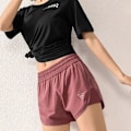 Miniatyrbild 11 av 11: Falska tvådelade bländfria lösa snabbtorkande sportsshorts för kvinnor red L