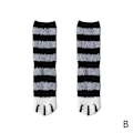 Miniatyrbild 1 av 11: 6 par Cat Paw Socks-Corals Fleece strumpor/Super Soft Plysch Slippe Black bars One-size 6pcs
