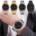 Miniatyrbild 2 av 11: Skmei Simple Business Watch för män Multifunktionell stålremsa Wa Black One size