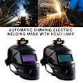 Miniatyrbild 8 av 11: Automatiskt nedbländande svetshjälm med uppfällbart ljus Professionell svetsmask Headlight one