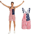 Miniatyrbild 11 av 11: Amerikansk flagga tryckta shorts hängslen jumpsuits haklapp byxor avslappnad overall R0 för män as showL L