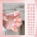Miniatyrbild 1 av 11: Set Franskt Rosa Fyrkantigt Kort Lösnagel Pressa På Nagel Tipp Vit Kant Heltäckande Rosa P7u2 TD148 24pcs