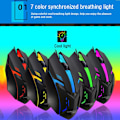 Miniatyrbild 2 av 11: Gamingmus med 7-färgs LED-bakgrundsbelysning Ergonomisk USB-gamingmus W black One-size