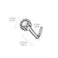Pikkukuva 3 / 10: 1 St. L-Formad näspiercing i 316L kirurgiskt stål med Opal 5 Stål/Rosa Opal