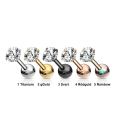 Pikkukuva 3 / 9: Tragus/Cartilage Piercing med 2 mm.CZ IP-316L stål (5 val) 2 Gold
