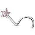 Miniatyrbillede 1 af 9: 1 påskruet næsepiercing i 316L stål med 3 mm stjerneformet CZ 5 Roseguld/vit CZ