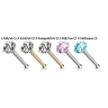 Miniatyrbilde 3 av 9: 1 St. Näspiercing i IP-Pläterad 316L stål med 3 mm Rund CZ 5 Stål / Aquamarine
