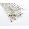 Miniatyrbillede 2 af 4: 100 stk x 20mm. Lange nikkelfrie hattenåle med kugle (4 farvevalg) PlatinumSteel Platina pläterade