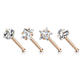 Pikkukuva 1 / 2: Pack  4 st. Näspiercing i Rosgeuldpläterad 316L stål med 3 mm CZ Gold