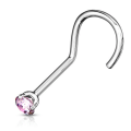 Miniatyrbillede 1 af 2: 1 st Skruvbar näspiercing i 316L stål med Rosa 3 mm CZ