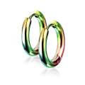 Miniatyrbilde 1 av 2: 1 Par15 mm Hoops örhängen i regnbågsfärgad 316L kirurgiskt stål
