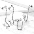 Miniatyrbilde 9 av 9: Barbell Linked kjede med figur og hvit CZ i 316 kirurgisk stål 1 Hjärta