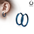 Miniatyrbillede 2 af 2: 1Par 21 mm Hoops örhängen i IP blåpläterad 316L kirurgiskt stål