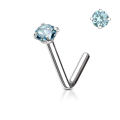 Miniatyrbillede 9 af 9: 1 L-formad näspiercing i 316L-stål med kloinfattad 3 mm CZ 7 Stål/Rosa