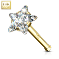 Miniatyrbilde 3 av 3: 1 nesepiercing i 14 karat gull med Aquamarine Stjerneformet CZ 2 aquamarin