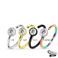 Miniatyrbillede 3 af 6: Piercing ring i hærdet 316L kirurgisk stål med cubic zirconia Multicolor