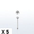 Miniatyrbild 1 av 5: Obs 5 st. Näspiercing i silver med 2 mm. rund vit strass  (k)