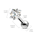 Pikkukuva 4 / 7: Tragus/Cartilage Piercing i IP-316L stål  4 mm, Fyrkantigt CZ 3 Röd guld