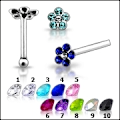 Miniatyrbild 1 av 2: Blomformad näspiercing i 925S taqrling Silver 6 små Capri blå zirkoner