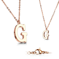 Miniatyrbillede 1 af 2: Bokstav halsband "G" i Rose Guldpläterad 316L kirurgiskt stål