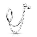 Miniatyrbillede 1 af 6: Barbell Linked kæde i IP-Titanium Plated stålring og hvid CZ
