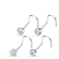 Pikkukuva 1 / 5: 1 st. Skruvbar näspiercing i 316L stål med 3 mm cubik zirkon 2 fyrkant