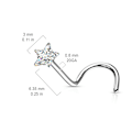 Miniatyrbild 2 av 4: 1  Skruvbar näspiercing i 316L stål med 3 mm stjärnformad zirkon Crystal