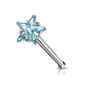 Pikkukuva 10 / 10: 1  Näspiercing i IP Pläterad 316L stål med 3 mm Stjärnformad CZ 5 Stål / aquamarine CZ