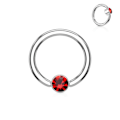 Pikkukuva 4 / 11: 1st. Piercingring i Härdad 316L kirurgiskt stål 1,2x8mm med CZ 4 AB (Aurora Borealis)