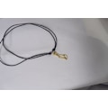 Miniatyrbillede 2 af 3: Ställbar läder halsband med guldpläterad kattformad hänge 3 brun