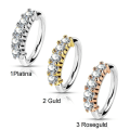 Miniatyrbillede 2 af 6: Bøjelig Piercing Ring i IP rød forgyldt kirurgisk stål 5 CZ RedGold 3 Roseguld