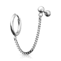 Miniatyrbilde 1 av 3: Tragus Linked kjede med Hoop øredobber i IP-316L kirurgisk stål