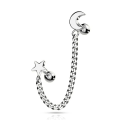 Miniatyrbilde 1 av 3: Barbell Linked kjede med Star/Moon i titanbelagt 316 stål