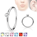 Miniatyrbillede 1 af 7: Piercing ring i  316L Kirurgiskt stål med cubik zirkon 3 Rosa