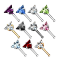 Miniatyrbilde 2 av 11: 1 st. Näspiercing i 316 Kirurgiskt stål med trekantigt 3,5 mm CZ 8 Stål med Rosa CZ