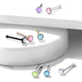 Pikkukuva 2 / 11: 1 Näspiercing i 316 Kirurgiskt stål med "Glow in the dark" sten 2 Stål/Ljusblå