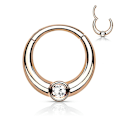Miniatyrbilde 1 av 4: 8 mm Segmentring i IP 316L kirurgisk stål med hvit CZ 3 Rosegold