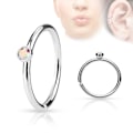 Miniatyrbillede 2 af 7: Piercing ring i 316L kirurgisk stål med cubic zirconia 4 Aqua
